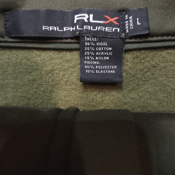 Ralph Lauren RLX Mens Wool Blend Zip Up Jacket Size L Green Hybrid - Picture 2 of 7